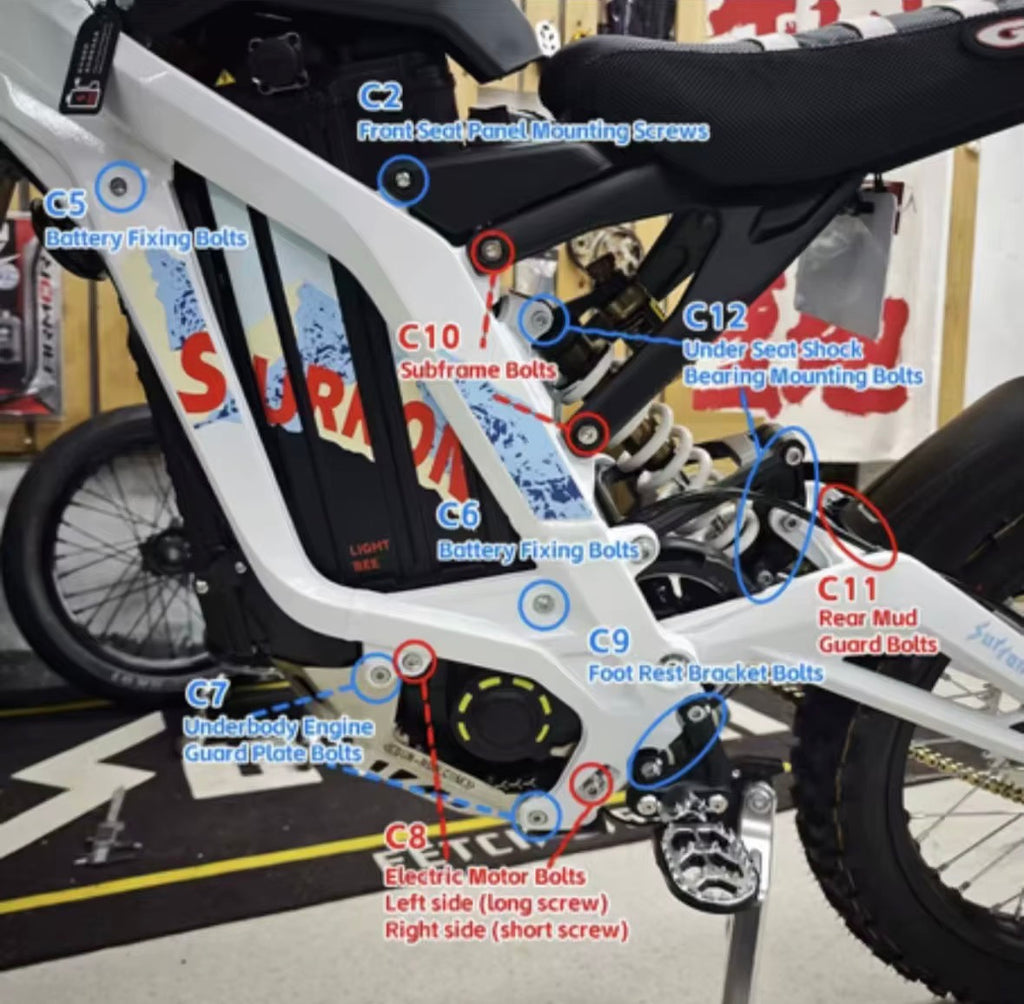 Sur-Ron LBX burnt blue Titanium Bolt Kit
