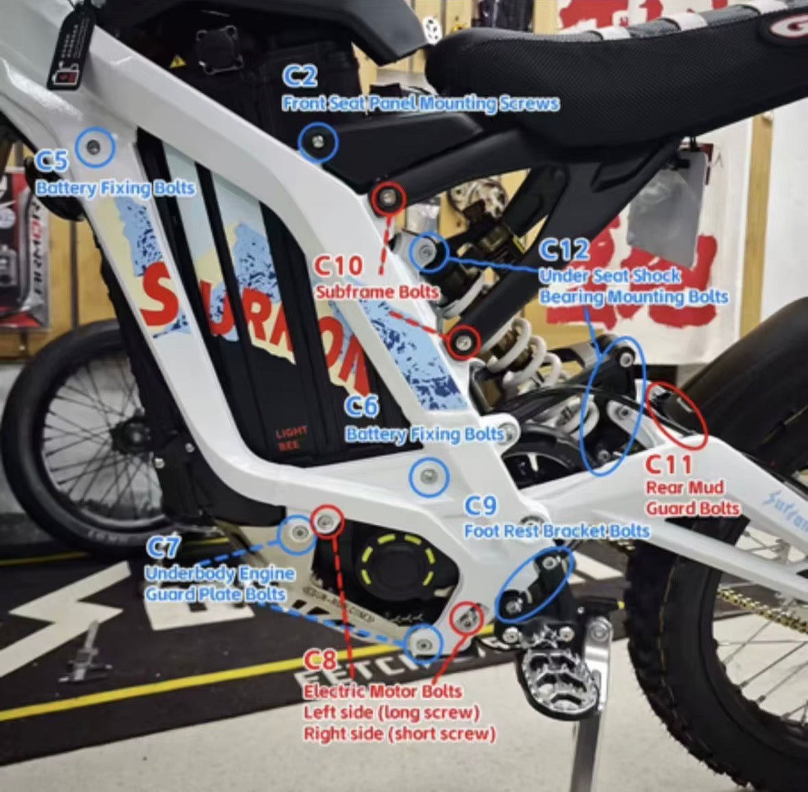 Sur-Ron LBX burnt blue Titanium Bolt Kit